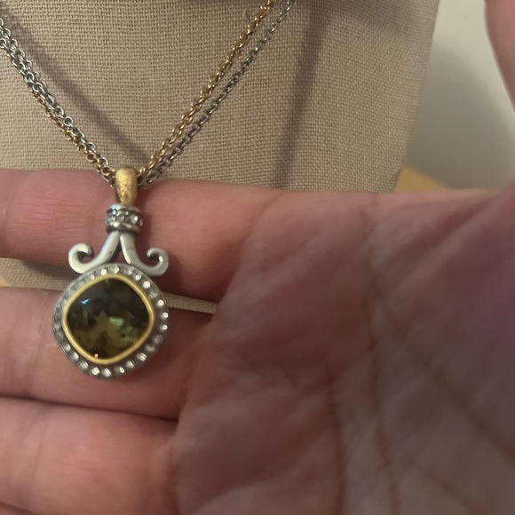 Brighton Lion's Eye Crystal Two Tone Multi Chain Necklace - Picture 4 of 7